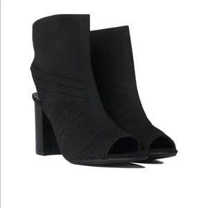 AKIRA Hold You Tonight Open Toe Booties In Black